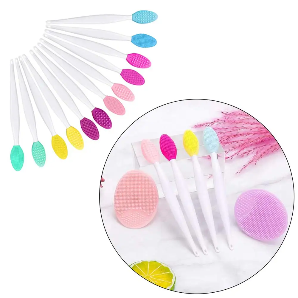 Nose Double-Sided Tool Silicone Lip Scrub Exfoliator Brush 4pcs