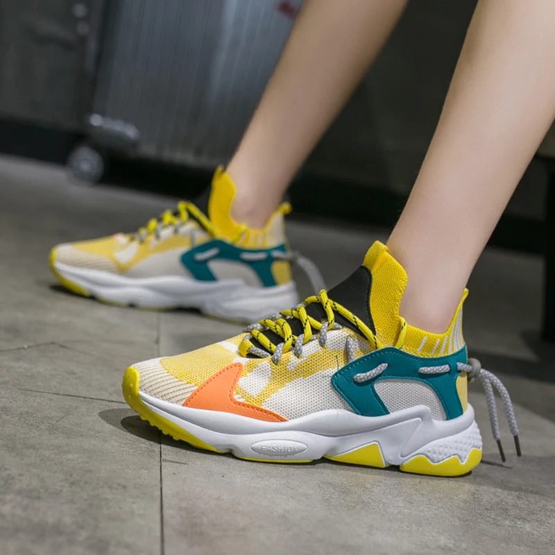 yellow womens gym shoes