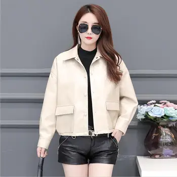 

Black Leather Jacket Women Outerwear Spring 2020 New Female Leather Clothing Short Slim Autumn Motorcycle Women's Leather Coat