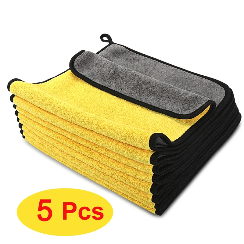 

5pcs Car Detailing Microfiber Towel Coral Fleece Absorbent Car Wash Towel Multifunctional Cleaning Towel Suitable for Auto