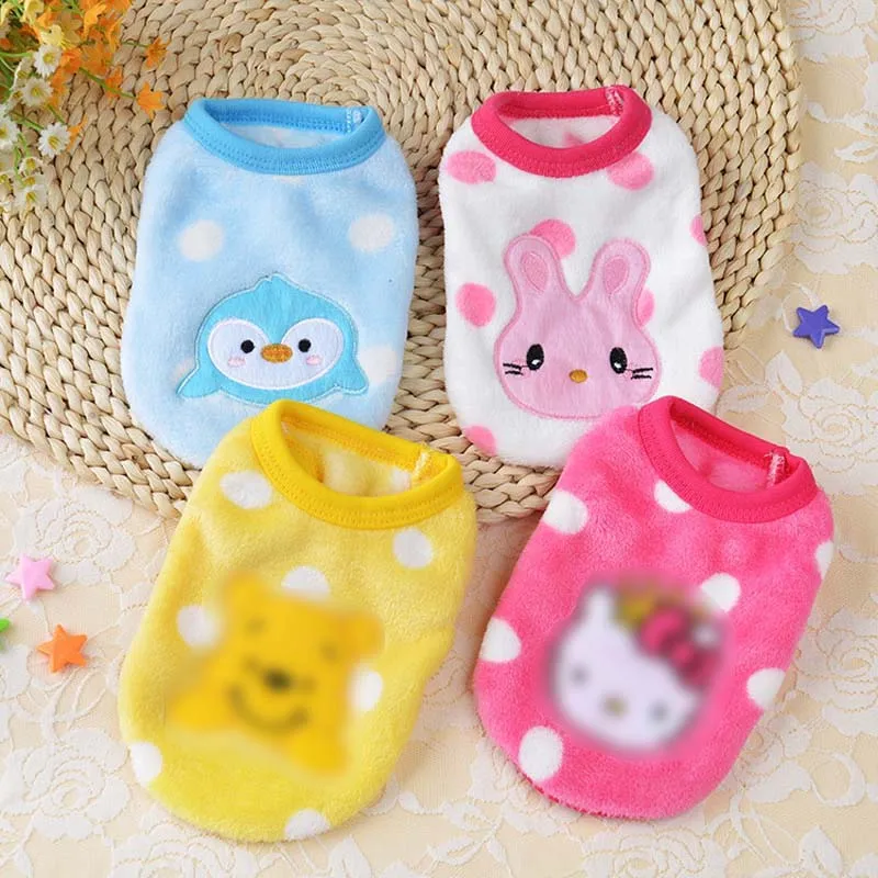 Ropa de franela con dibujos animados para cachorros, chaleco grueso y suave de invierno para bebés y mascotas, ropa para perros, a la moda, XXXS/XXS/XS