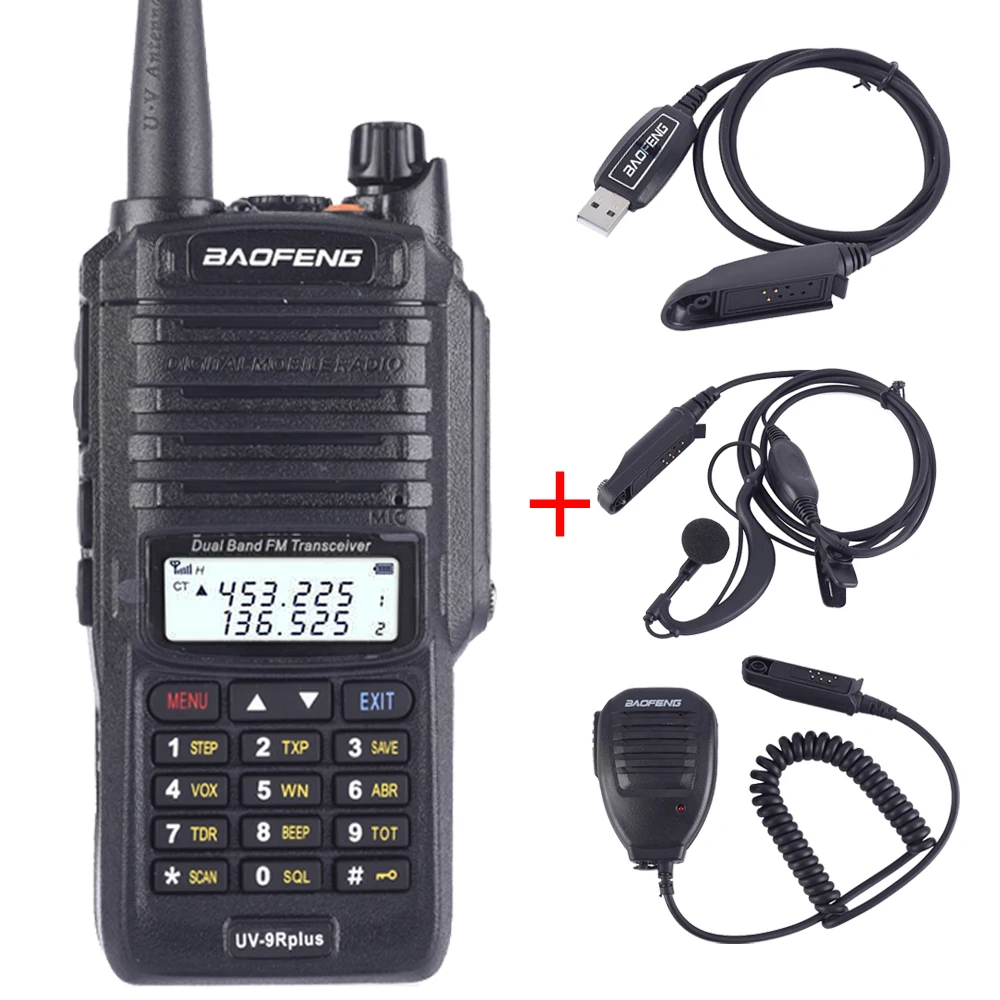 Baofeng UV-9R plus 50 км Водонепроницаемая рация 8000 мАч двухстороннее радио vhf uhf дальняя CB радиостанция морской обновления - Цвет: UV9RP-Earp-cable-Mic