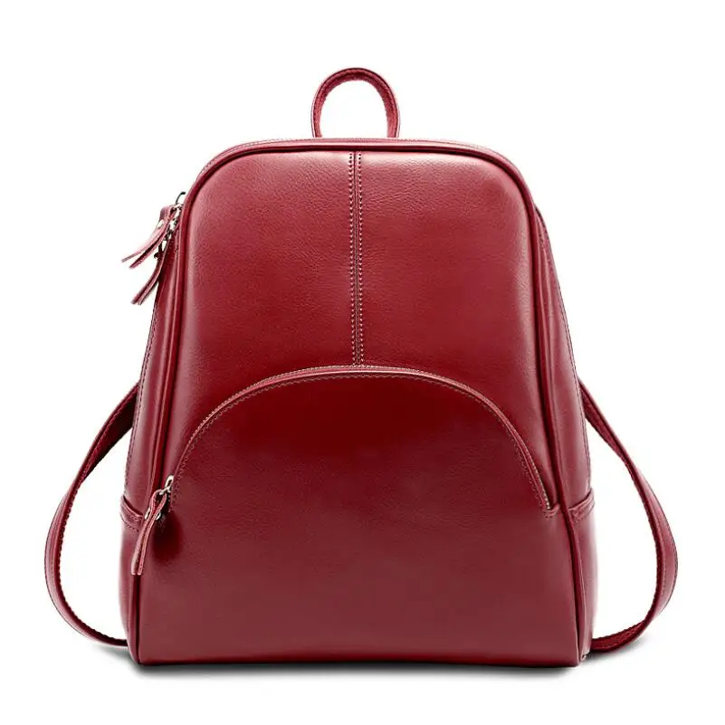 

High Quality Women Natural Cowhide Backpack Genuine Leather Vintage Girl Knapsack Travel Bag Fashion Solid Color School Bag