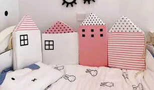 Колыбели подушки Защитные подушки, постельные принадлежности Детская защитная подушка подушки мультфильм в форме домика моющиеся BXX028 - Цвет: BXX011A