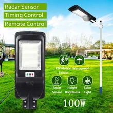 100 Вт 300 светодиодный светильник на солнечной батарее с дистанционным управлением 5730smd радарный датчик открытый солнечный светильник ing водонепроницаемый IP65 для сада