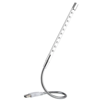 

10 LED USB Keyboard Light Night Flexible Lamp for Reading Notebook Laptop(Silver)
