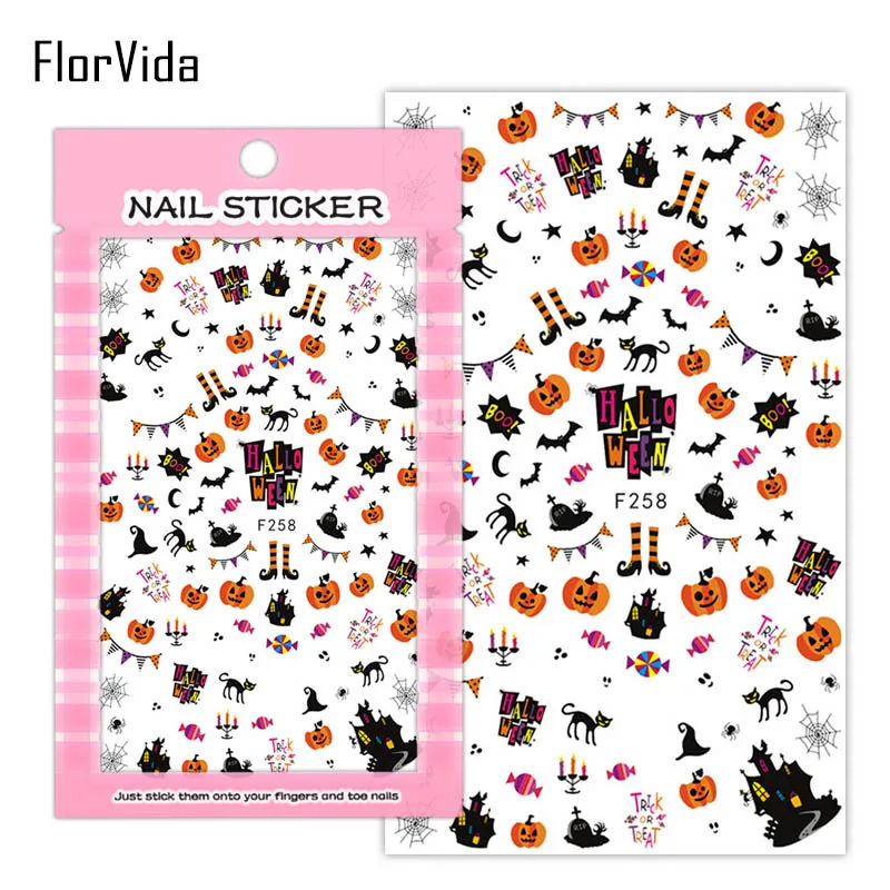 FlorVida F261-304 наклейки для ногтей хлопок плюшевый медведь Советы цветочный переводной узор дизайн для ногтей с клеем украшения для ногтей - Цвет: F258