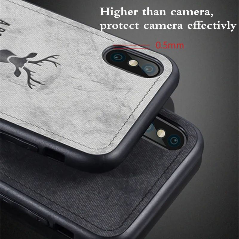 50pcs/lot Deer Head Phone Case For Oneplus One Plus 5 5T 6 6T 7 Pro Cloth Grain Back Cover Fundas