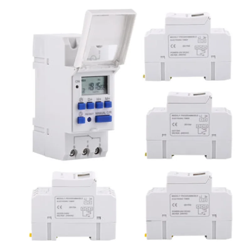 AHC15A цифровой lcd DIN Программируемый Еженедельный рельсовый таймер переменного тока 220V Реле времени