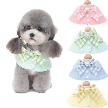 

Solid Dog Bandana With Bow Tie Pink blue Green Yellow Puppy Cat Fake Collar Dog-bandana Shawl Scarf Dogs Pets Accessories S M L
