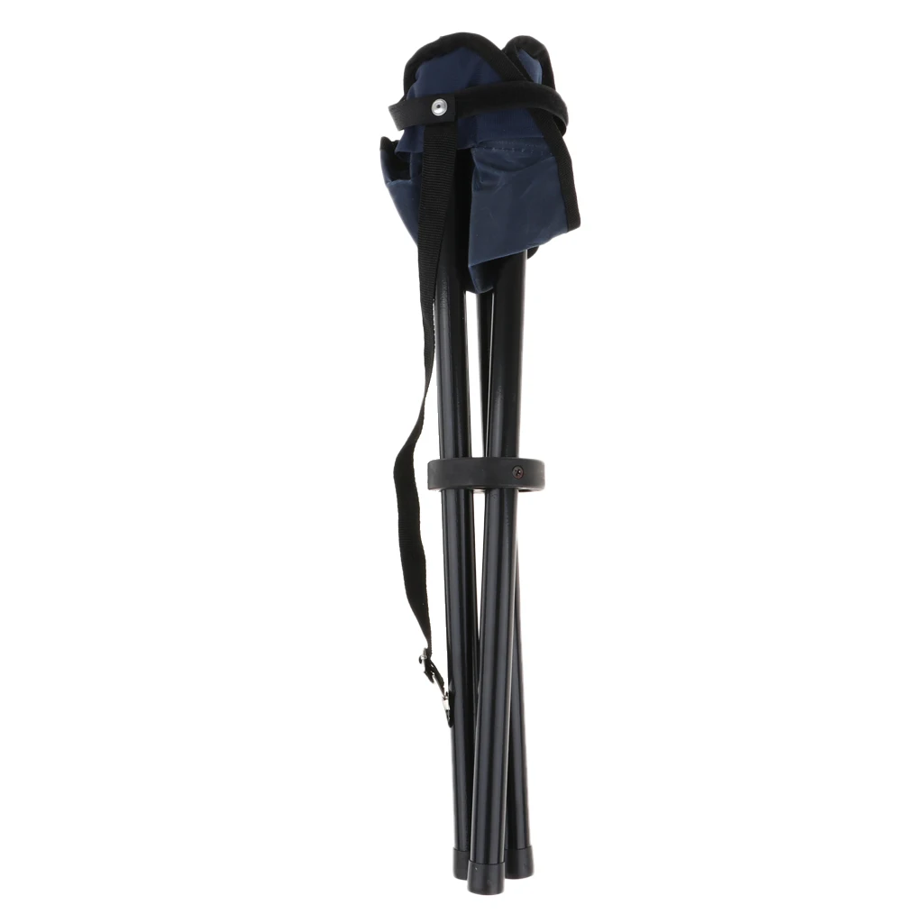 Outdoor Tall Folding Tripod Fishing Seat Stool Chair Steel Frame Oxford Cloth for Camping Hunting Hiking BBQ Chair up to 80kg