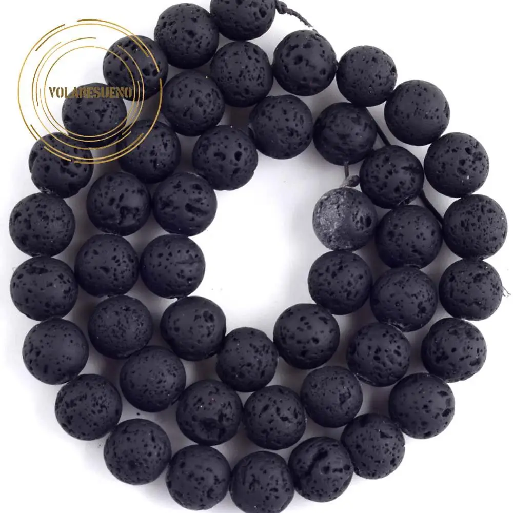 Natural Stone Black Lava Hematite Round Beads For Jewelry Making Needlework Volcanic Rock Minerals DIY Bracelet 4/6/8/10mm | Украшения и