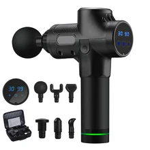 Novo display lcd arma de massagem recarregável tecido profundo percussão massageador muscular para alívio da dor handheld massageador do corpo elétrico