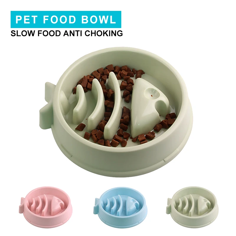 

Slow Feeder Pet Bowl Non-toxic Healthy Feeding Anti Choking Fish Bone Shape Cat Food Bowls Feeding Food Water Cats Dog Food Dish