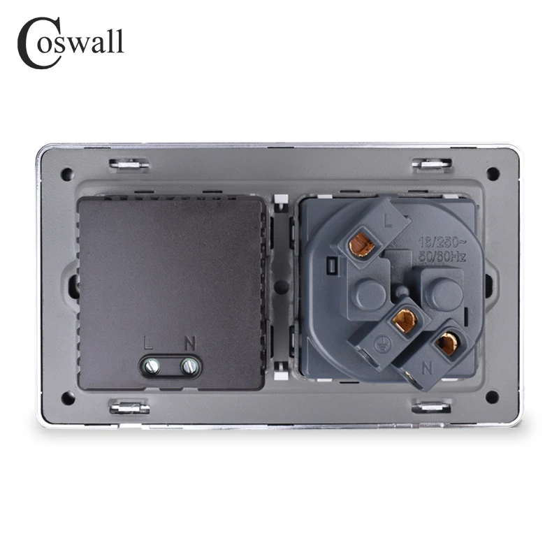 Розетка COSWALL розетка из нержавеющей стали с двойным USB портом 5 В 2 1