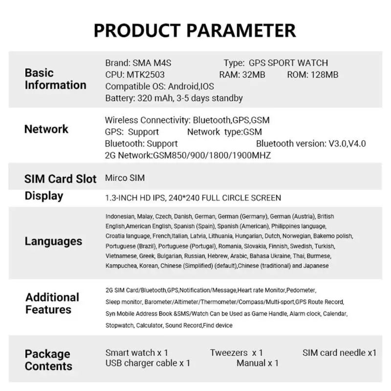 M4S gps IP67 2G Bluetooth Вызов спортивные сердечного ритма кровяное давление Смарт часы