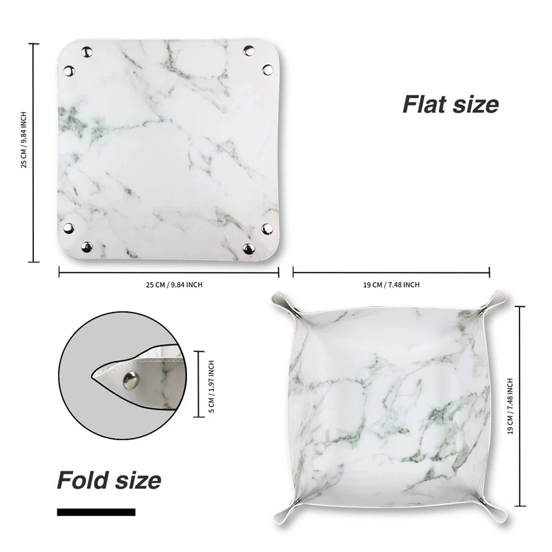 Leather Valet Tray Organizer: Nightstand Desktop Dresser Jewelry Catchall for Key Coin Change Phone Wallet Marbling Design | Дом и сад
