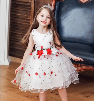 

Dresses For Girls Floral Girls Dress Wedding Party Princess Embroidered Tulle Princess Prom Dress Clothes Vestidos