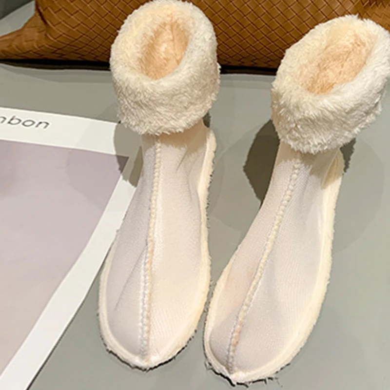 Women's Plus Velvet Warm Rain Boots Winter Waterproof Non-Slip Rain Boots Garden Kitchen Outdoor Waterproof Shoes