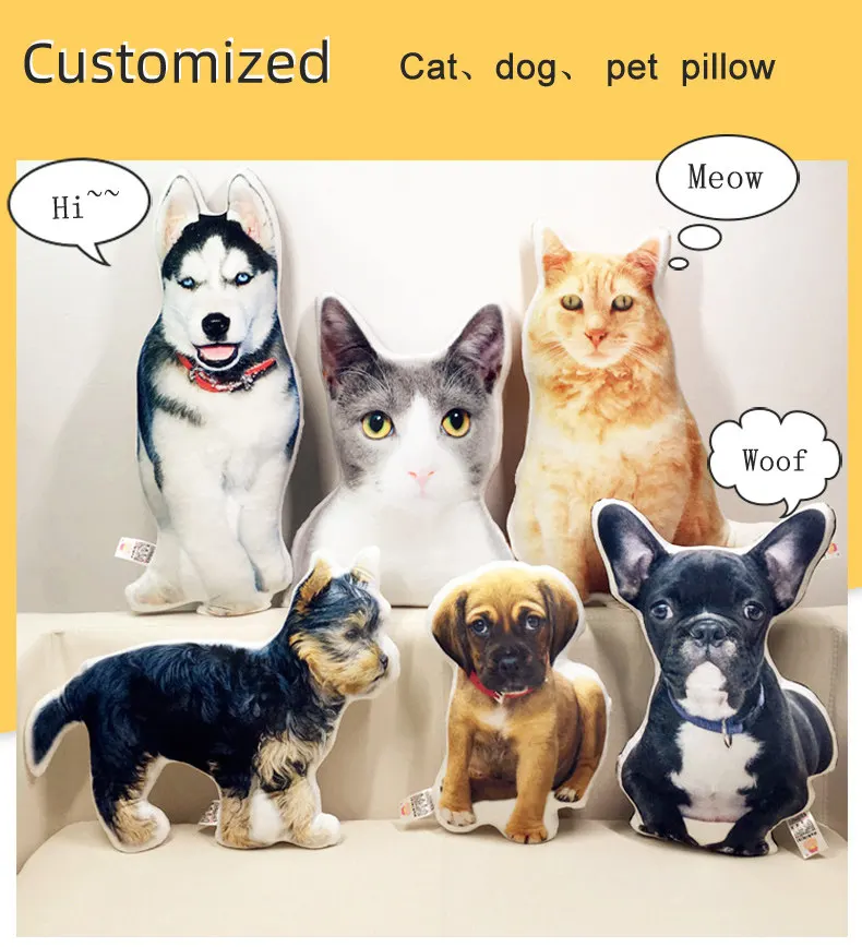 Photo Customization DIY Dog Cushion Pet Plush Toys Dolls Stuffed Animal Cat Pillow Sofa Car Decorative Christmas Present Gift