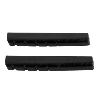 

2 Pcs Black Plastic 8 String Slotted Nuts for 8 String Electric Guitar