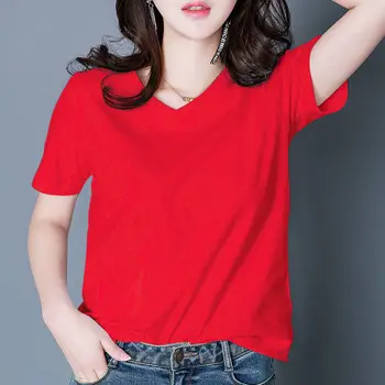 

new cotton linen short sleeve T-shirt medium length loose women clothing