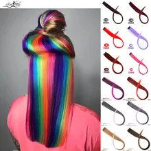 Intético extensões де cabelo sintético прочный ao calor longo reta шиньоны мкм clipes para a extensão feminina falso полка для хранения