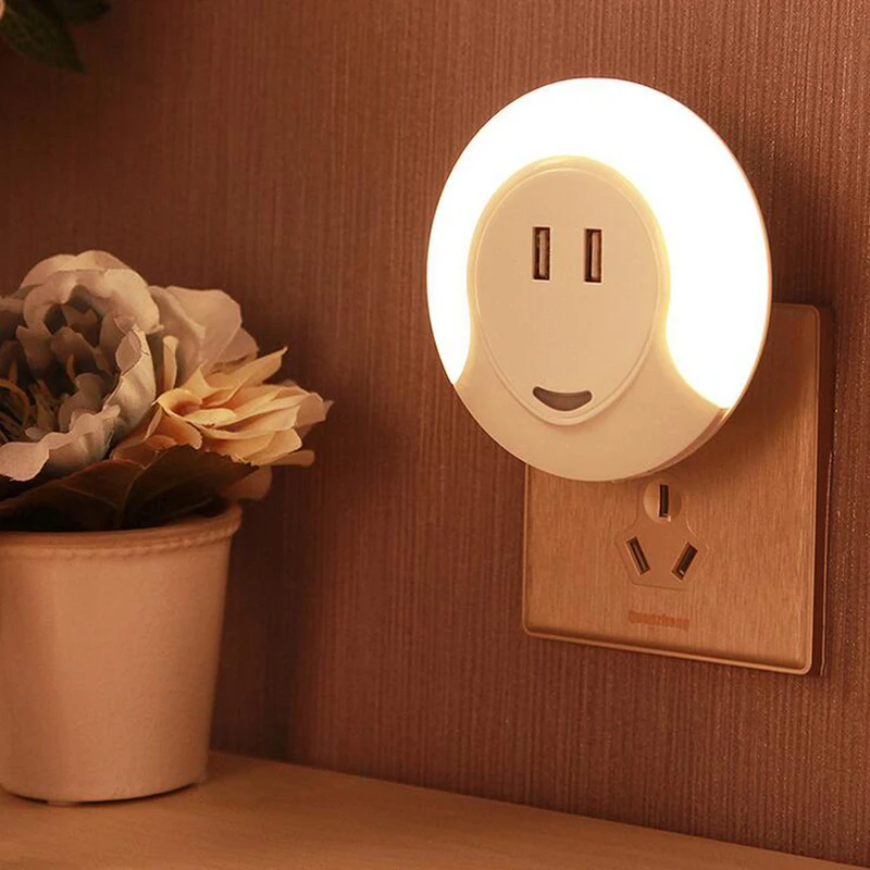 LED night light plug-in light control creative novelty night light USB charger bedside light night light