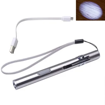 

Portable Torch Led Visual Oral Throat USB Rechargeable Pen Clip Medical Examination Mini Stainless Steel Camping