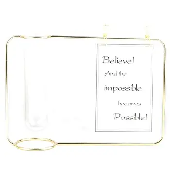 

Suspension Test Tube Transparent Glass Vase Metal Flower Stand Home Decoration Wrought Iron Photo Frame Water Culture Green Flow