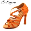 Ladingwu Bronze Silk Satin Latin Dance Shoes Olassic Four-band Knot Salsa Dance Shoes Ballroom Tango Dance Shoes 1