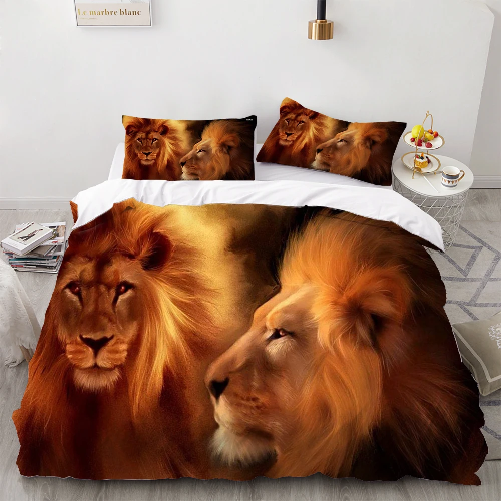 3d Colorful Tiger/Lion Bedding Set Stylish Comfortable Down Bedding Set Children Bedding Set Animal Printed Home Textile Set double duvet covers