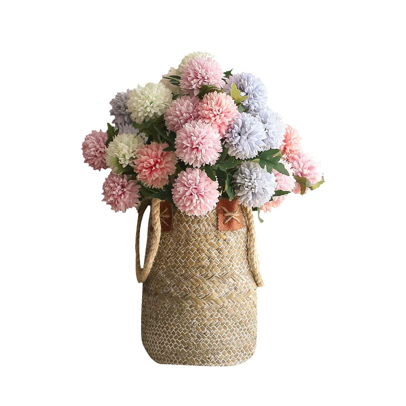 Original simulation flower design double head chrysanthemum seaweed basket flower arrangement set home soft outfit shop window decoration
