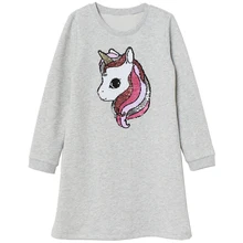 Детское платье с длинными рукавами и единорогом для девочек; коллекция года; зимнее платье для девочек; осеннее платье для маленьких девочек; детская одежда принцессы с блестками