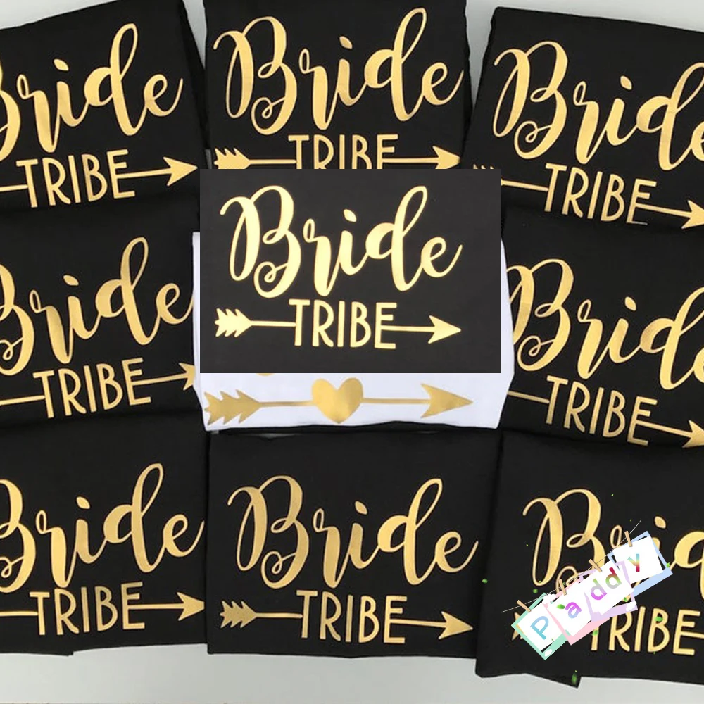 Harajuku надпись Bride Tribe Футболка с принтом короткими рукавами и круглым вырезом
