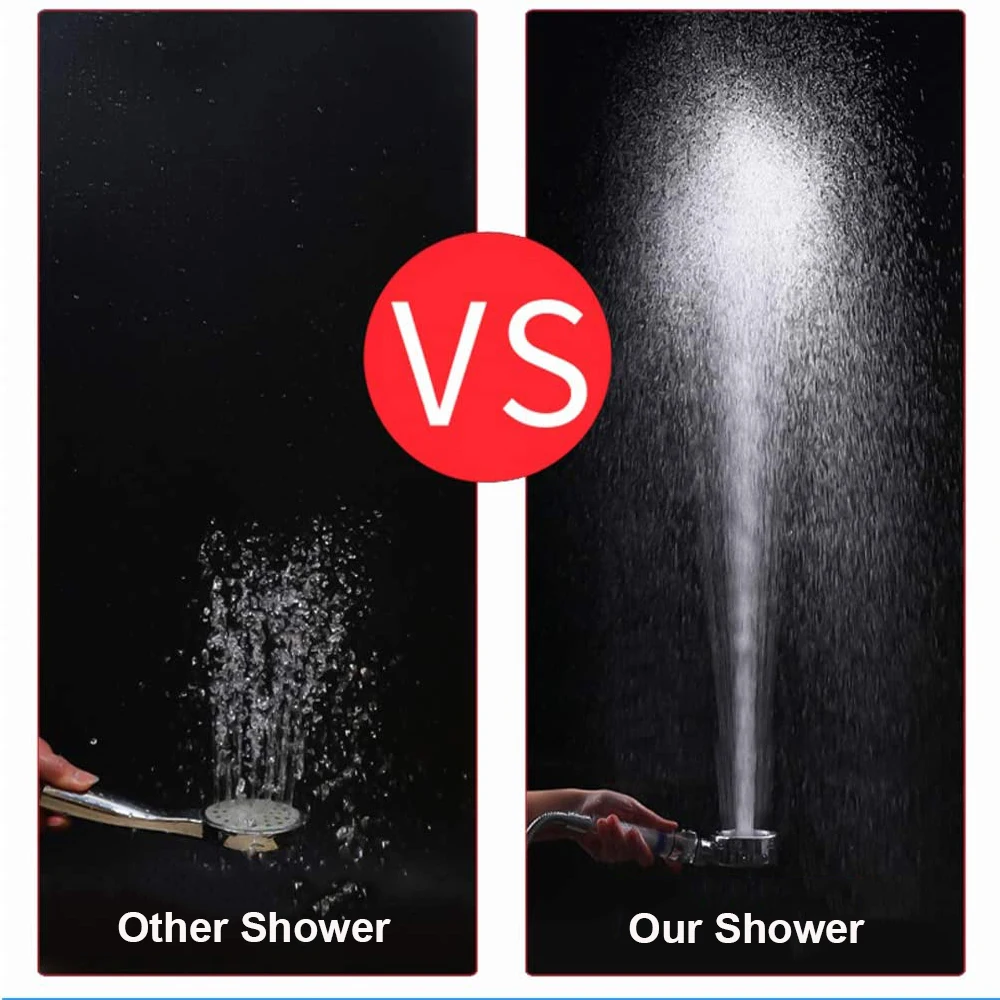 5 Modes Shower Head Black Silver 360 Degrees Rotating High Pressure Sprayer Nozzle Filter Bathroom Shower heads with Stop Button 3
