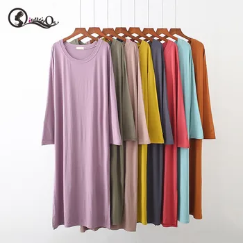 

Women Loose Underwear Modal Nightdress Pregnant Women Long-sleeved Large Size Long Night Dress Nighgowns 2019 New Hot