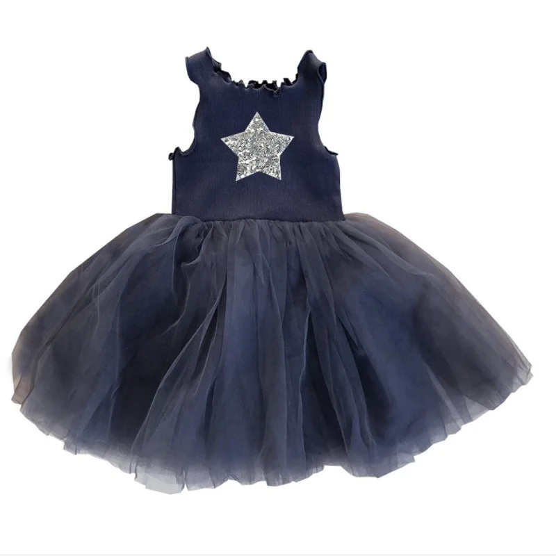 

Girls' Chiffon Skirt Princess Dress Star Mesh Dress Gradient Five-Star Skirt skittles qun America Non-mainstream