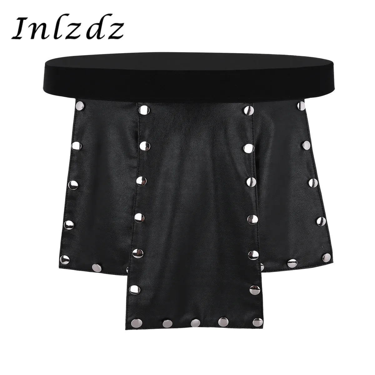 

Mens Lingerie Crotchless Underwear Novelty 6 Panel Leather Low Rise Metal Studded Erotic Kilt Underwear Skirts with Nail Heads