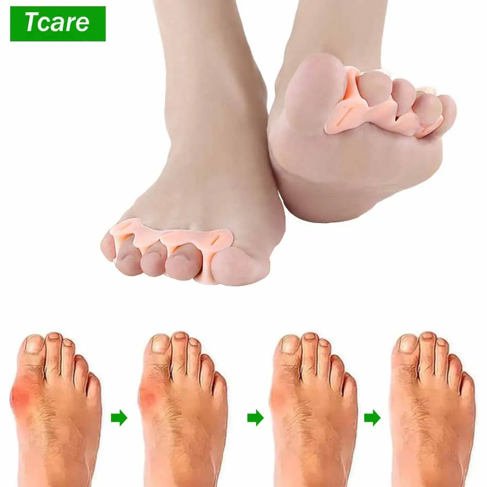 Tcare 1 par juanete Corrector alivio juanete Protector del dedo del pie plancha Natural tratar el dolor del Hallux Valgus los dedos de los pies de separadores de dedo