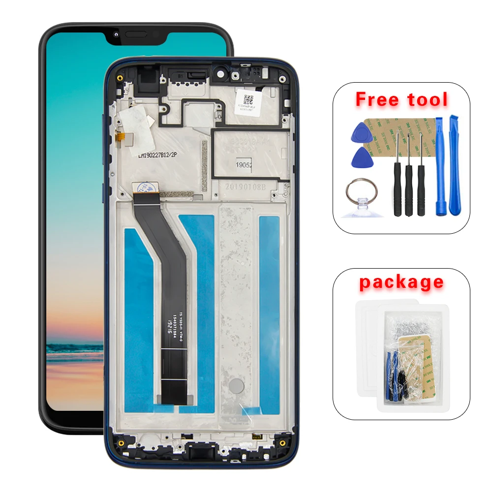 Tanie 100% dobrej jakości dla Motorola Moto G7 Power XT1955 5 6 wyświetlacz LCD montaż digitizera ekranu dotykowego z ramą