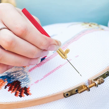 

3 in 1 Wood Handle French Crochet Hoop Embroidery Tambour Beading Embroidery Needlework Sewing Tool Needle