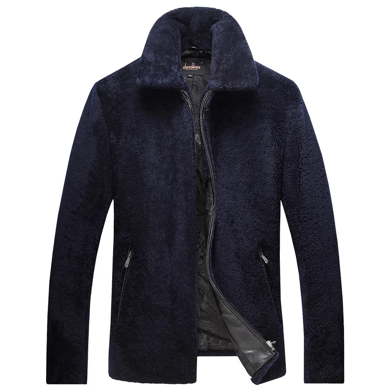 

Luxury Sheep Shearling Autumn Winter Jacket Real Fur Streetwear Men Wool Coat Plus Size Veste Homme 312 MY1576