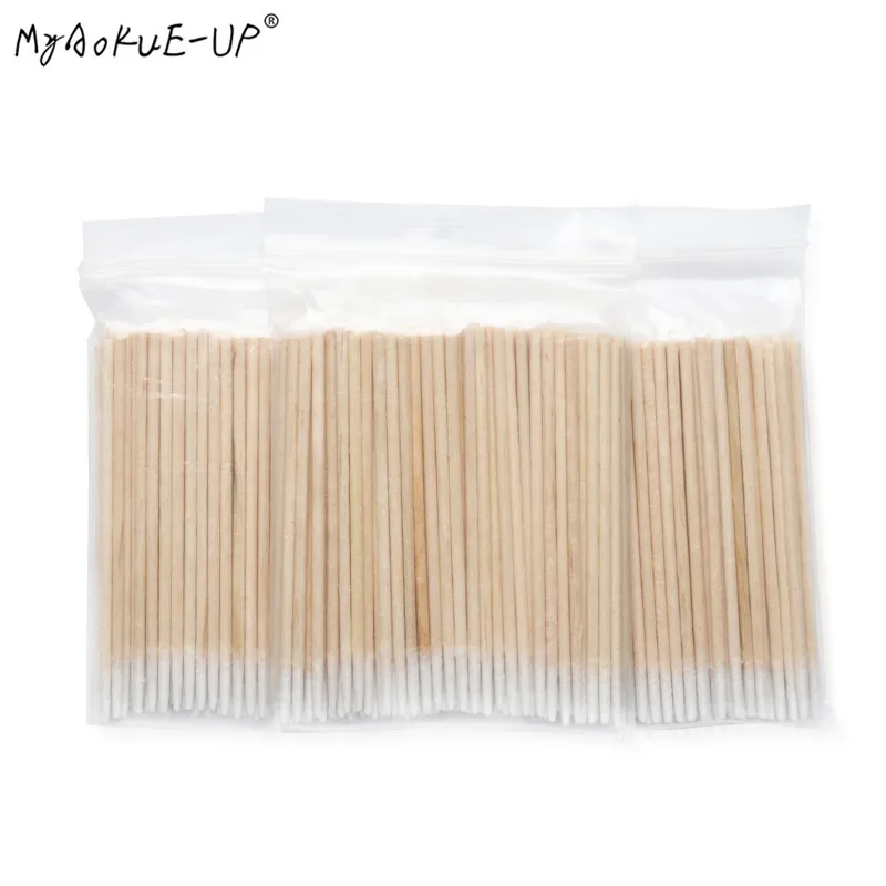 300 pcs Disposable Ultra-small Cotton Swab Brush Lint Free Micro Brushes Wood Cotton Eyelash Extension Glue Removing Tools for makeup brush set makeup brush