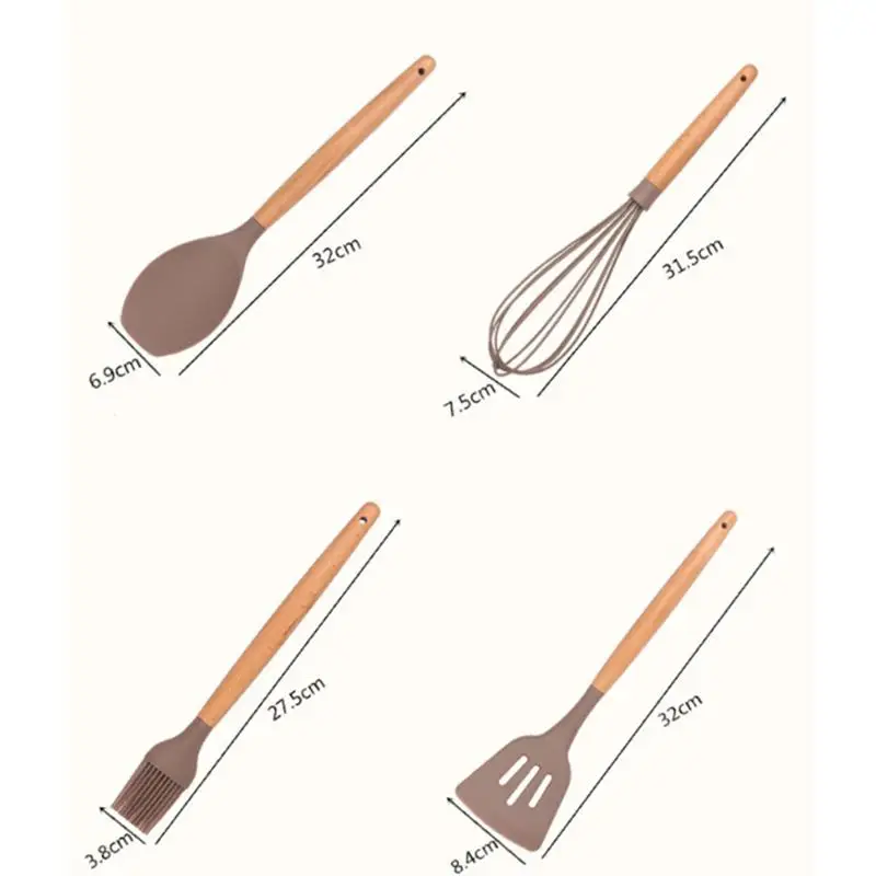 Силиконовые деревянные ручки кухонные принадлежности набор антипригарные кухонные принадлежности Инструменты для приготовления пищи