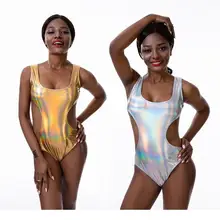gymnastics leotard metallic gymnastics clothes holographic dance leotard for women tank one piece swimsuit sexy night club wear
