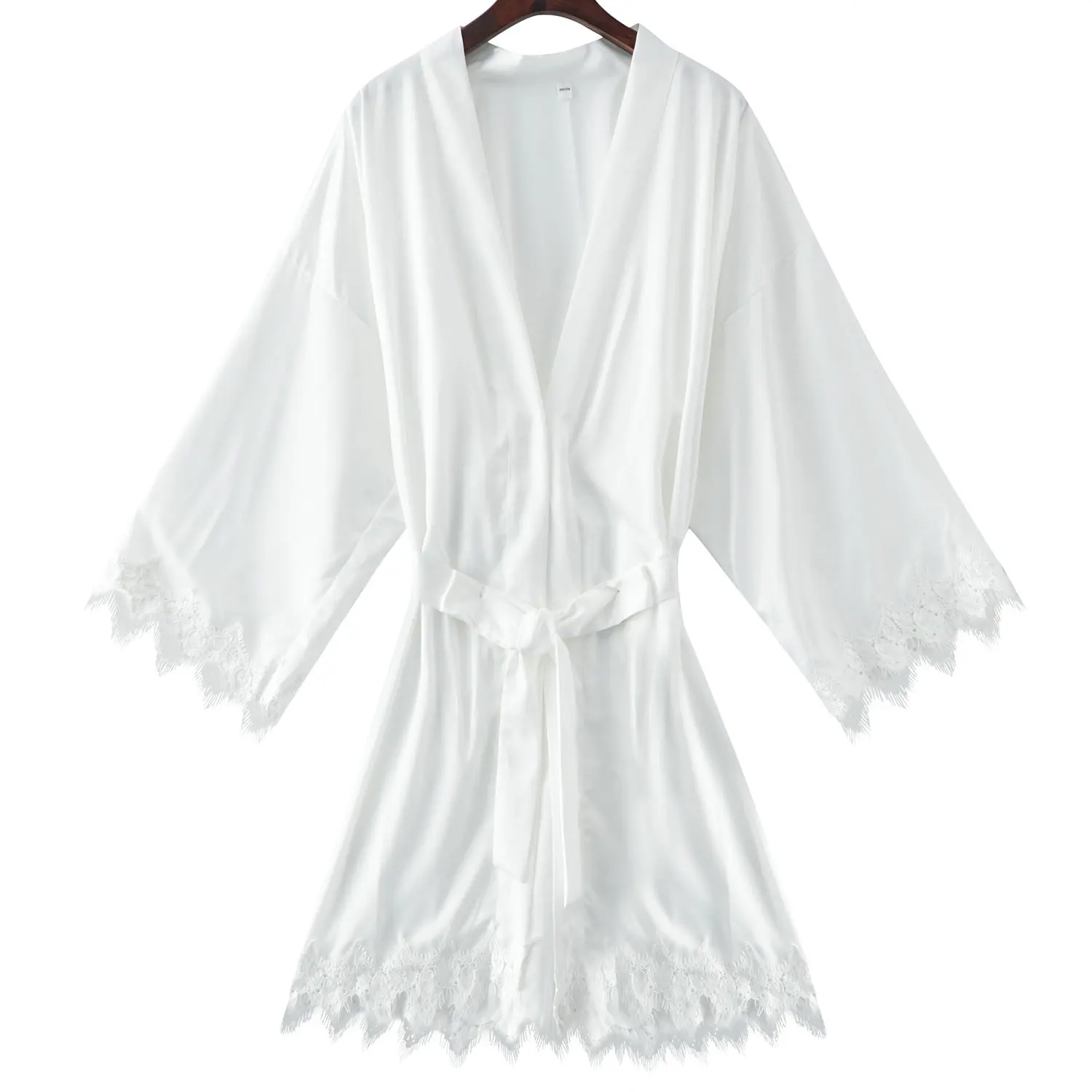white YUXINBRIDAL матовый атласный кружевной халат с отделкой свадебное платье невесты Халаты кимоно для невесты халат Свадебные халаты - Цвет: white