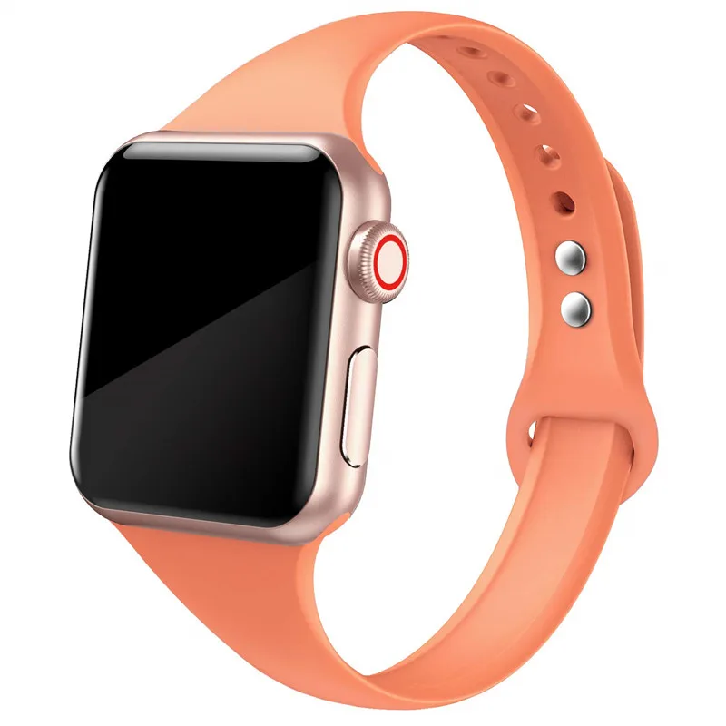 Тонкие полосы для apple watch band 4 44 мм 40 мм(iwatch 5) apple watch 3 2 1 ремешок 42 мм 38 мм силиконовый ремешок аксессуары - Цвет ремешка: papaya 20