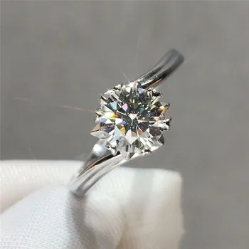 

925 Silver Platinum Plated D Color Moissanite Ring Brilliant Cut Diamond Test Past Twist Waist Round Gemstone Rings for Women