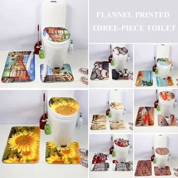 

Carpet Set Sunflower Decor Toilet Seat Pad Toilet Mat 3pcs/Set 8 Pattern Plush General Home Winter Cover Warmer
